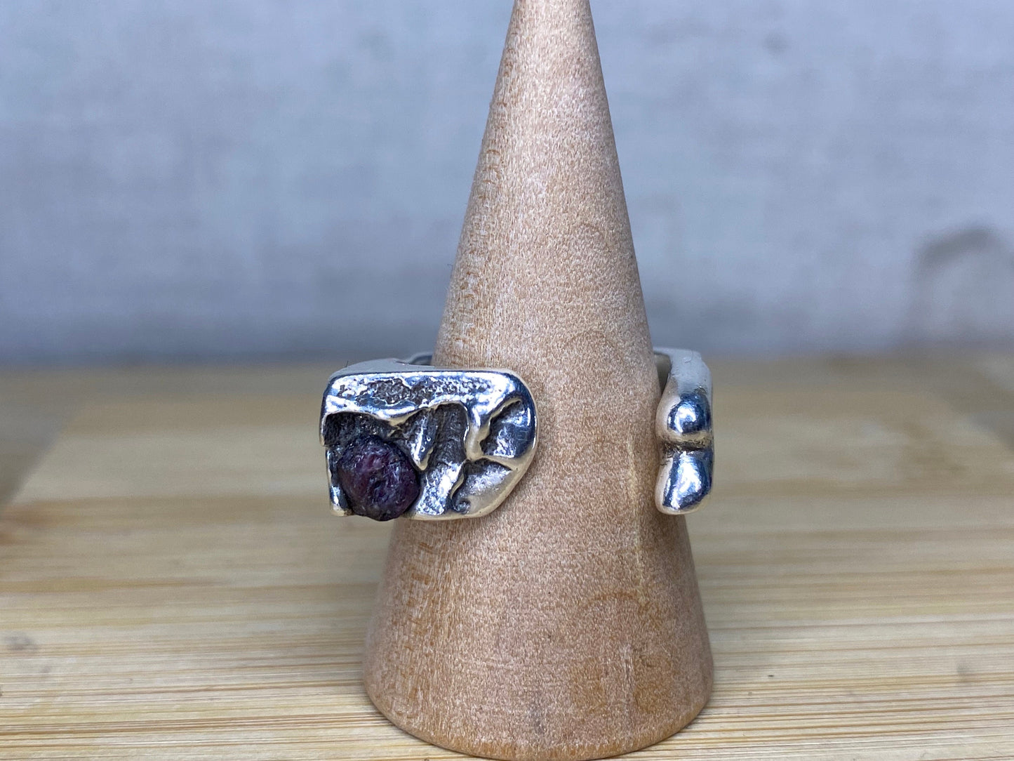 Earthbound Sapphire Sands Solid Silver Chunky Organic Raw Sapphire Ring