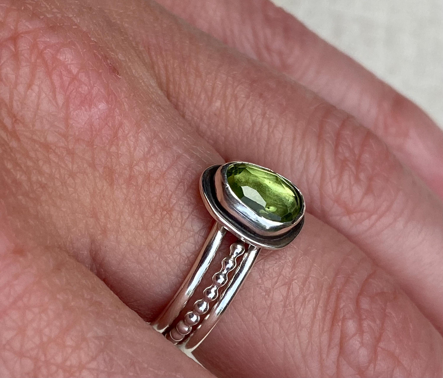 Sterling Silver Peridot Stackable Ring Set