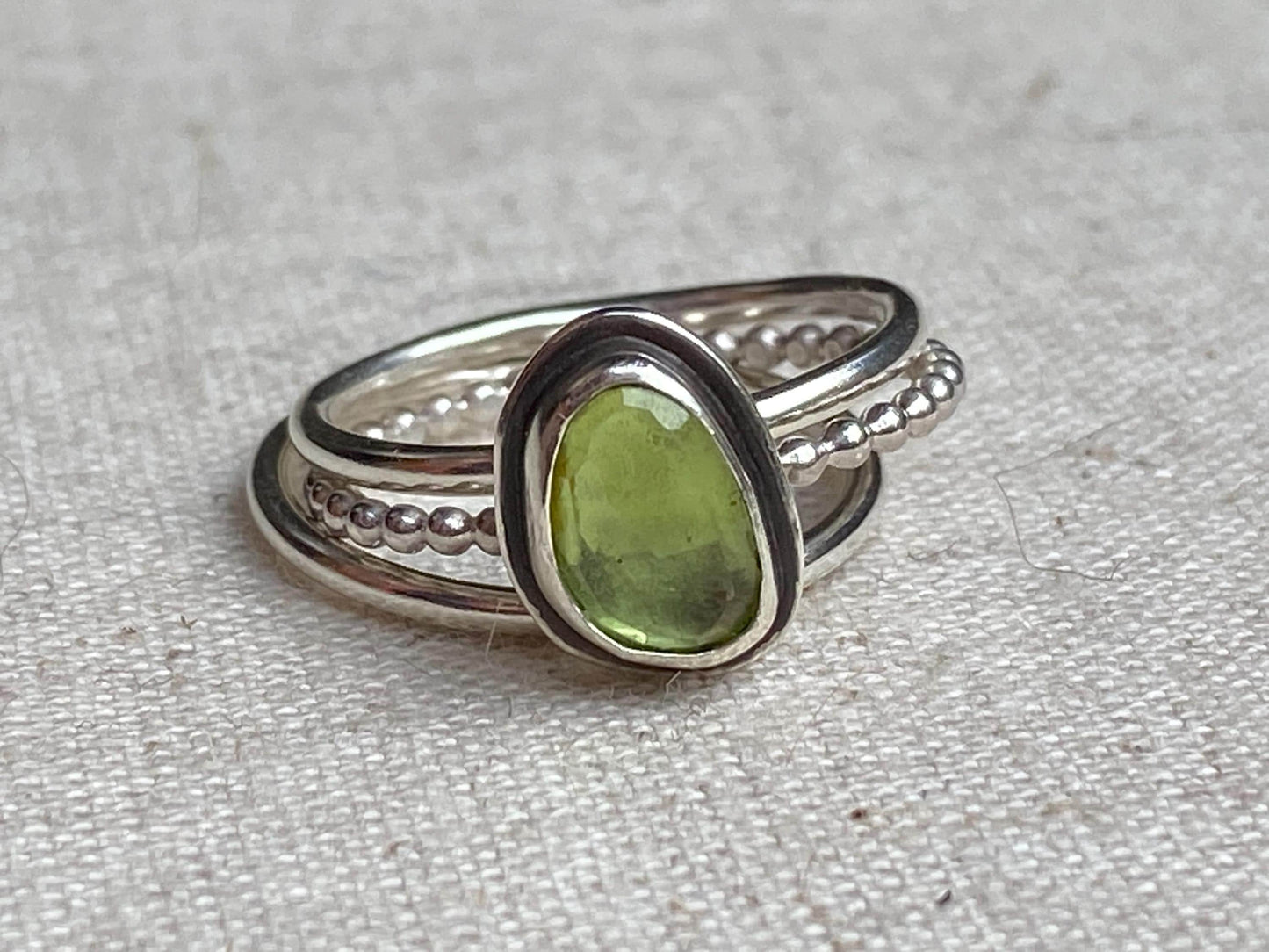 Sterling Silver Peridot Stackable Ring Set