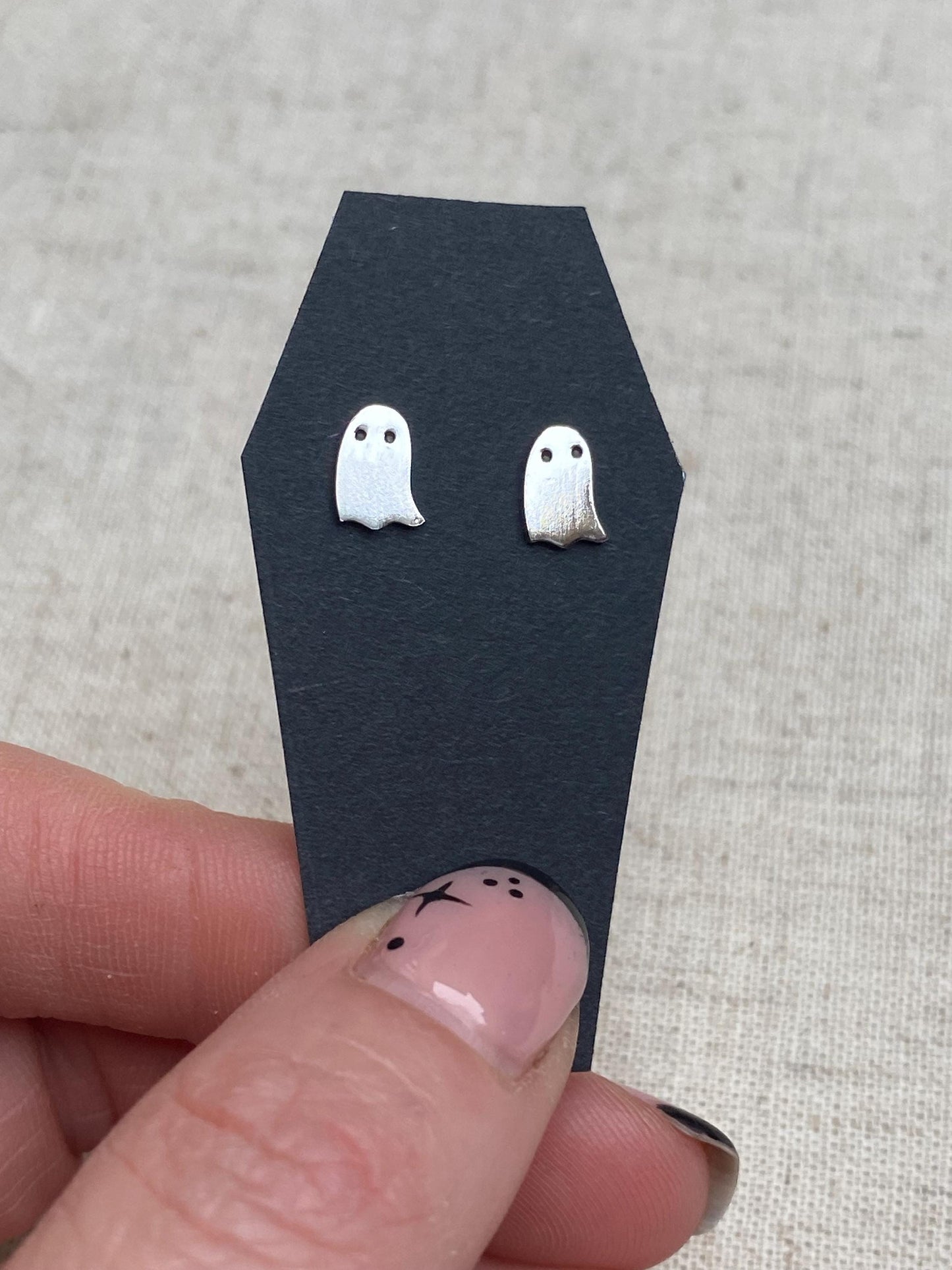 Handmade Sterling Silver Sheet Ghost Stud Earrings