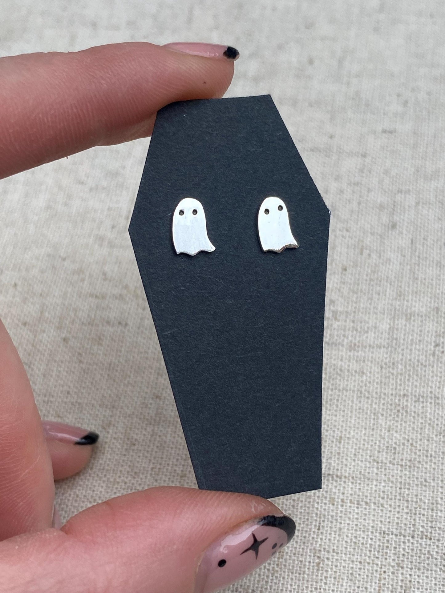 Handmade Sterling Silver Sheet Ghost Stud Earrings