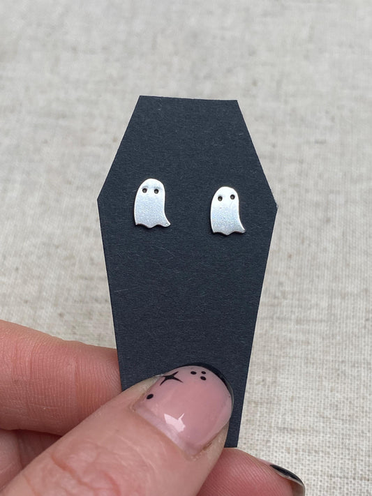 Handmade Sterling Silver Sheet Ghost Stud Earrings