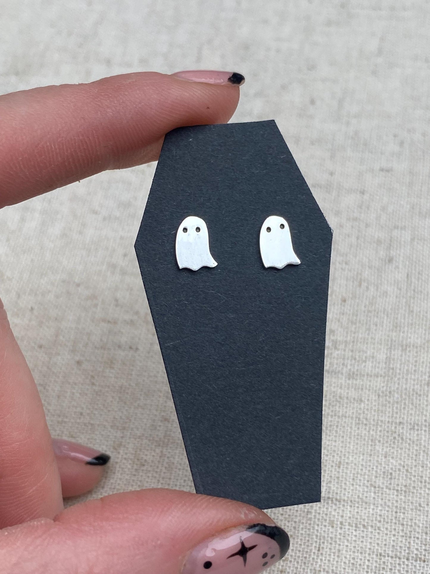 Handmade Sterling Silver Sheet Ghost Stud Earrings