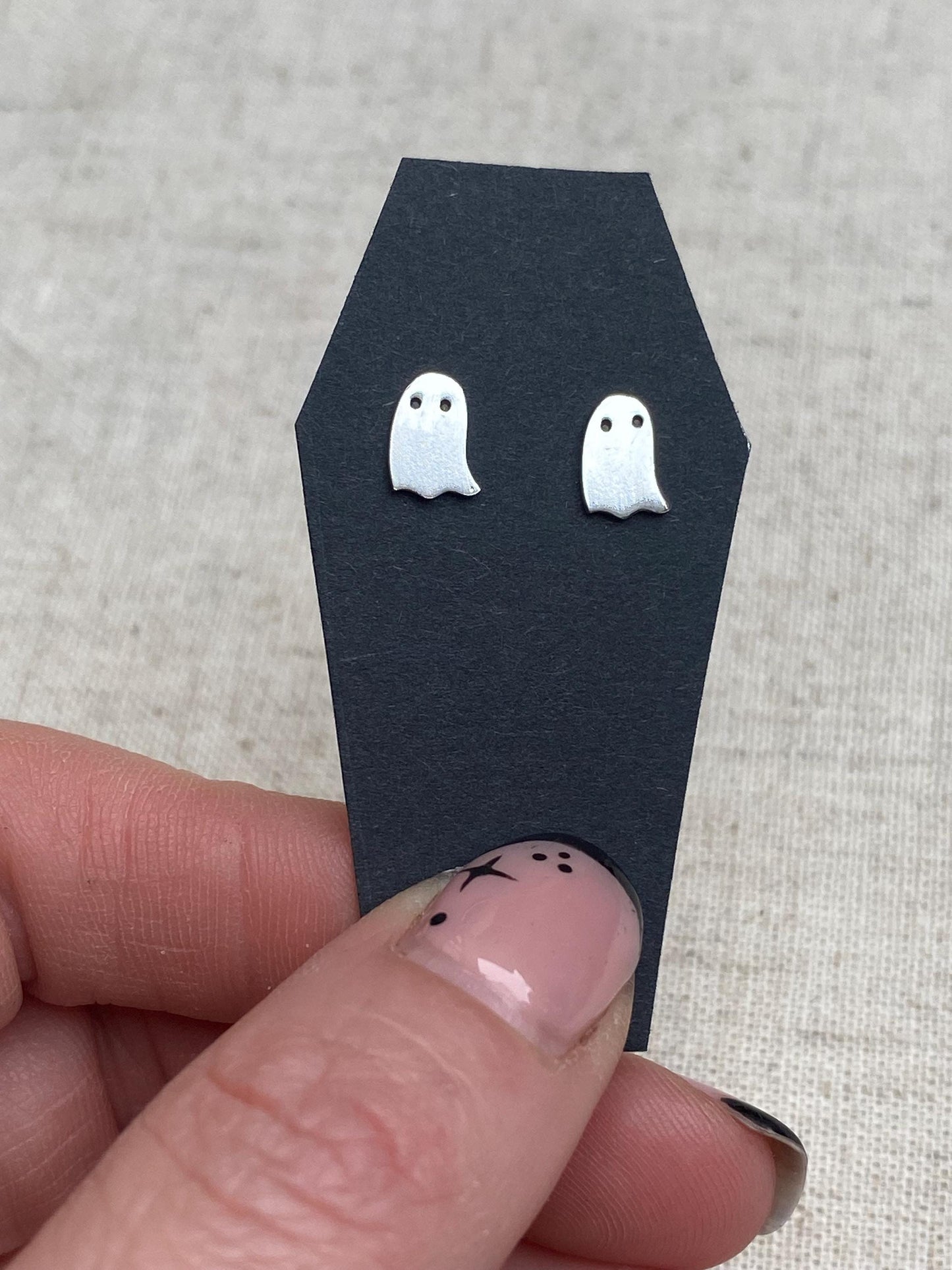 Handmade Sterling Silver Sheet Ghost Stud Earrings