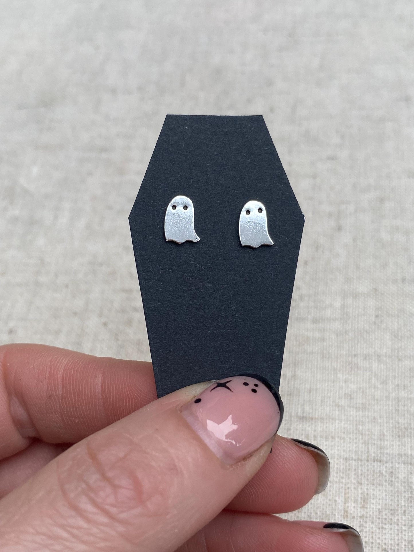 Handmade Sterling Silver Sheet Ghost Stud Earrings