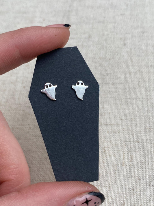 Handmade Sterling Silver Ghost Stud Earrings