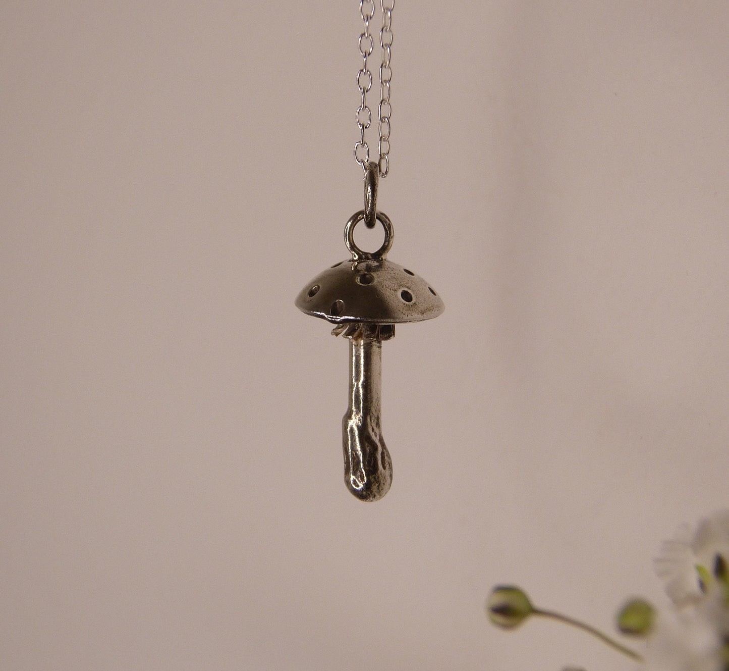 Sterling Silver Fly Agaric Mushroom Moon Pendant