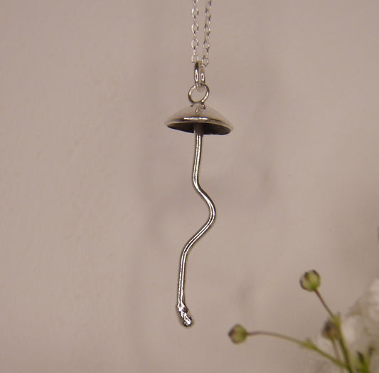 Sterling Silver Mushroom Pendant Necklace