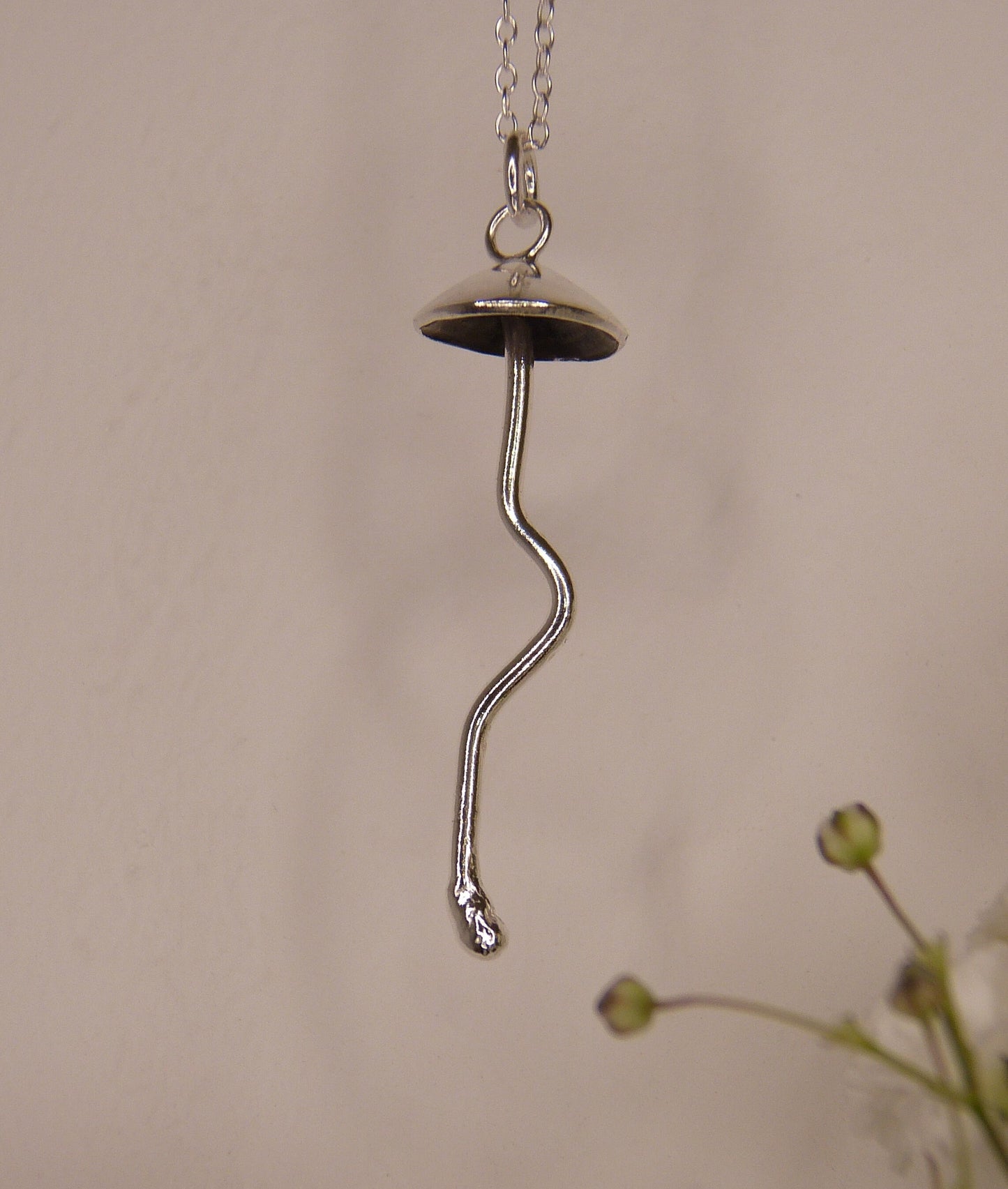 Sterling Silver Mushroom Pendant Necklace