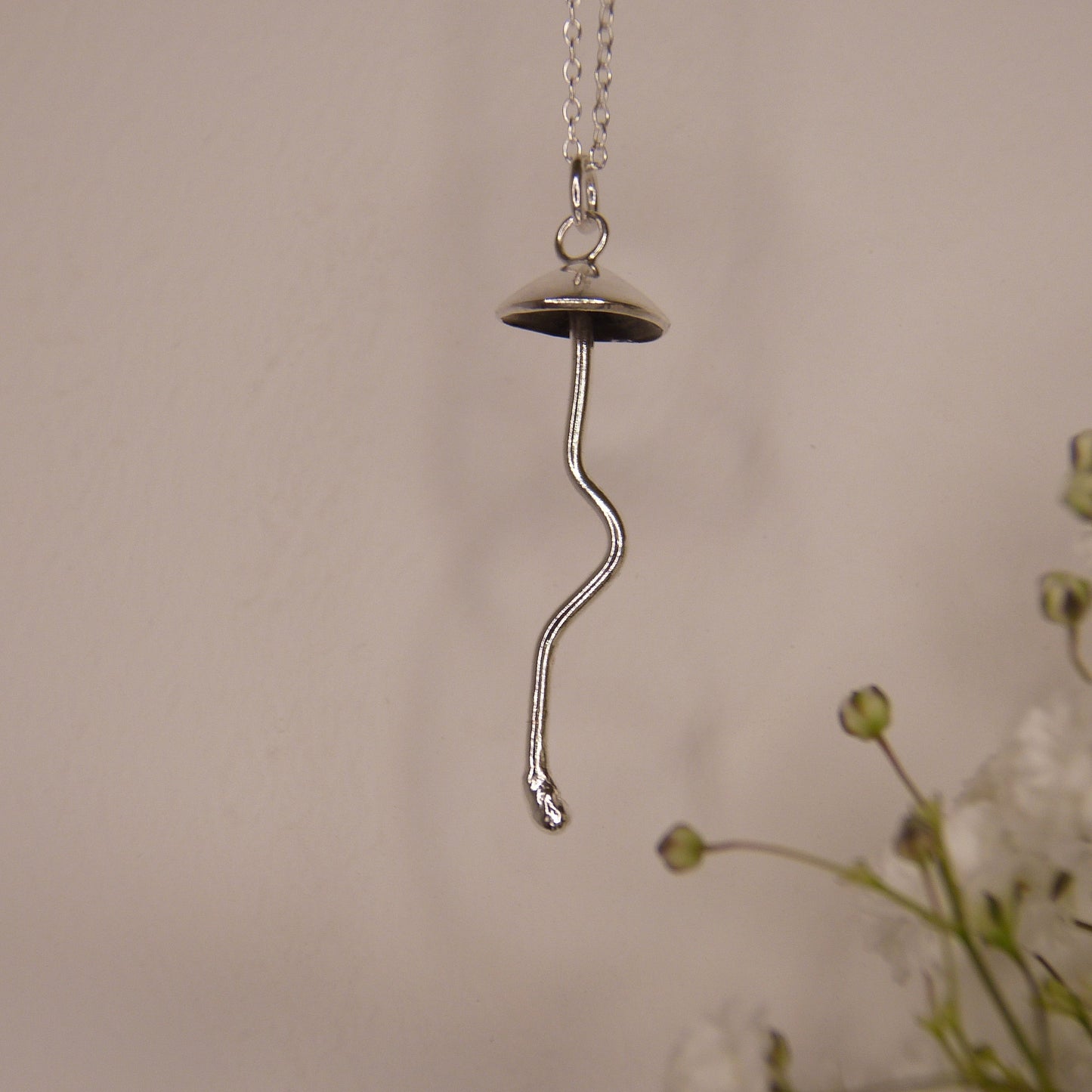 Sterling Silver Mushroom Pendant Necklace