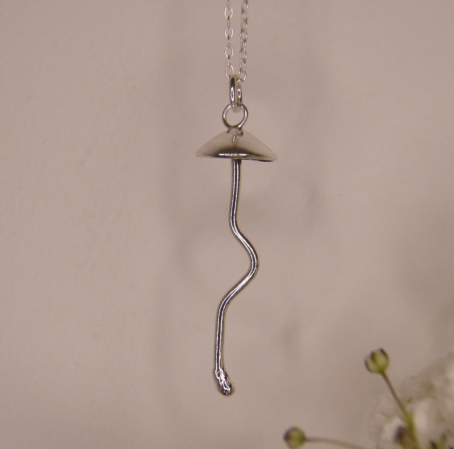 Sterling Silver Mushroom Pendant Necklace