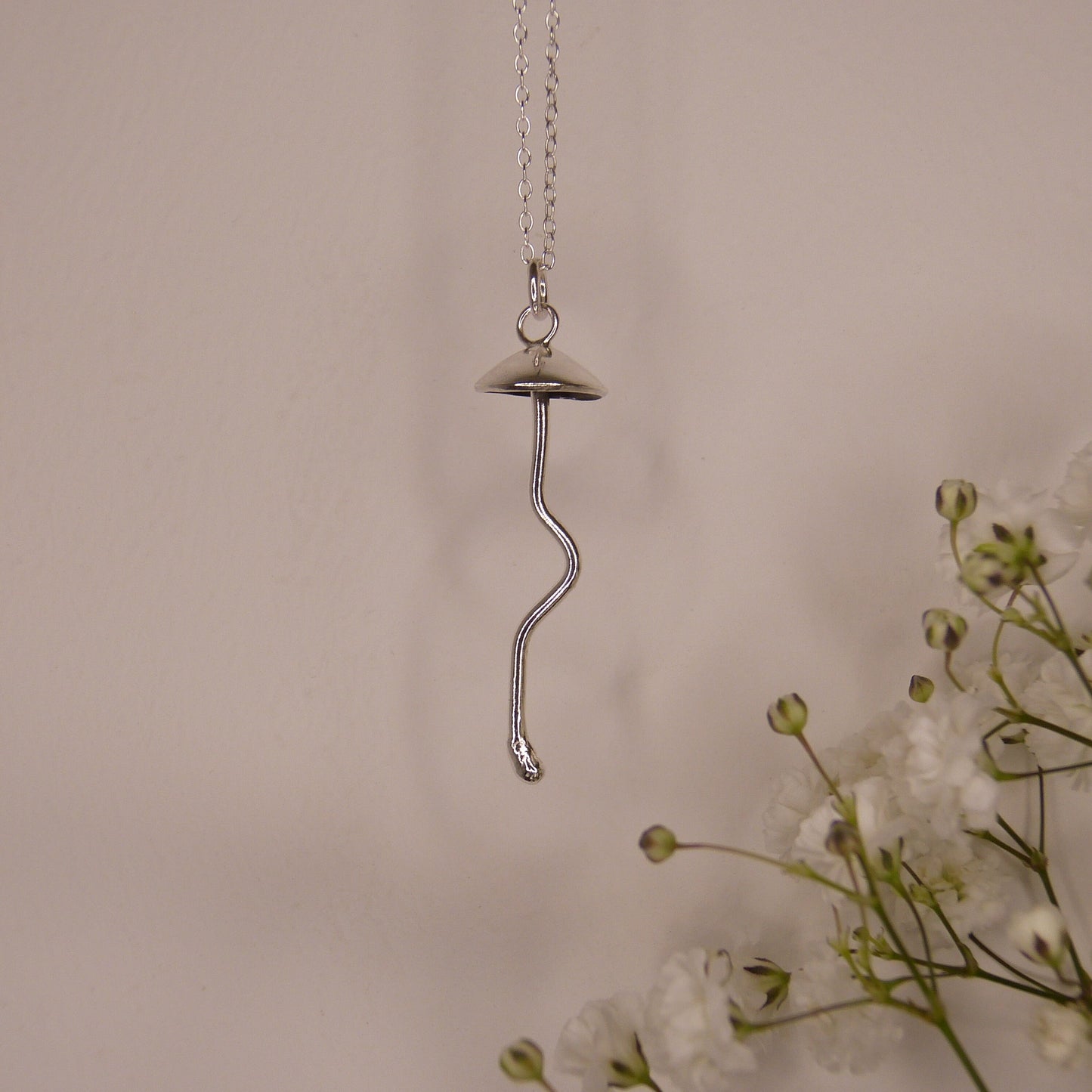 Sterling Silver Mushroom Pendant Necklace