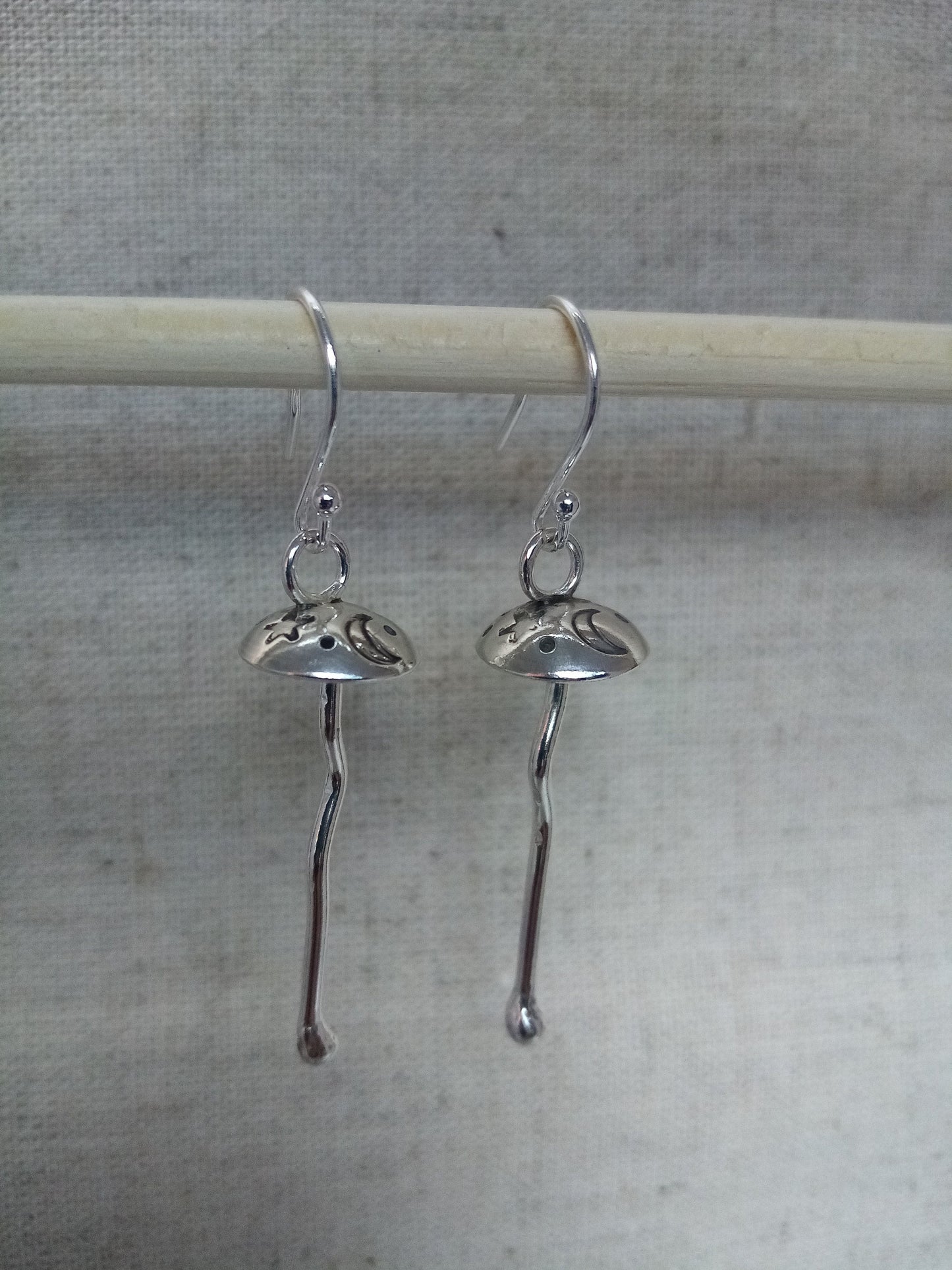 Recycled Sterling Silver Celestial Mushroom Earrings