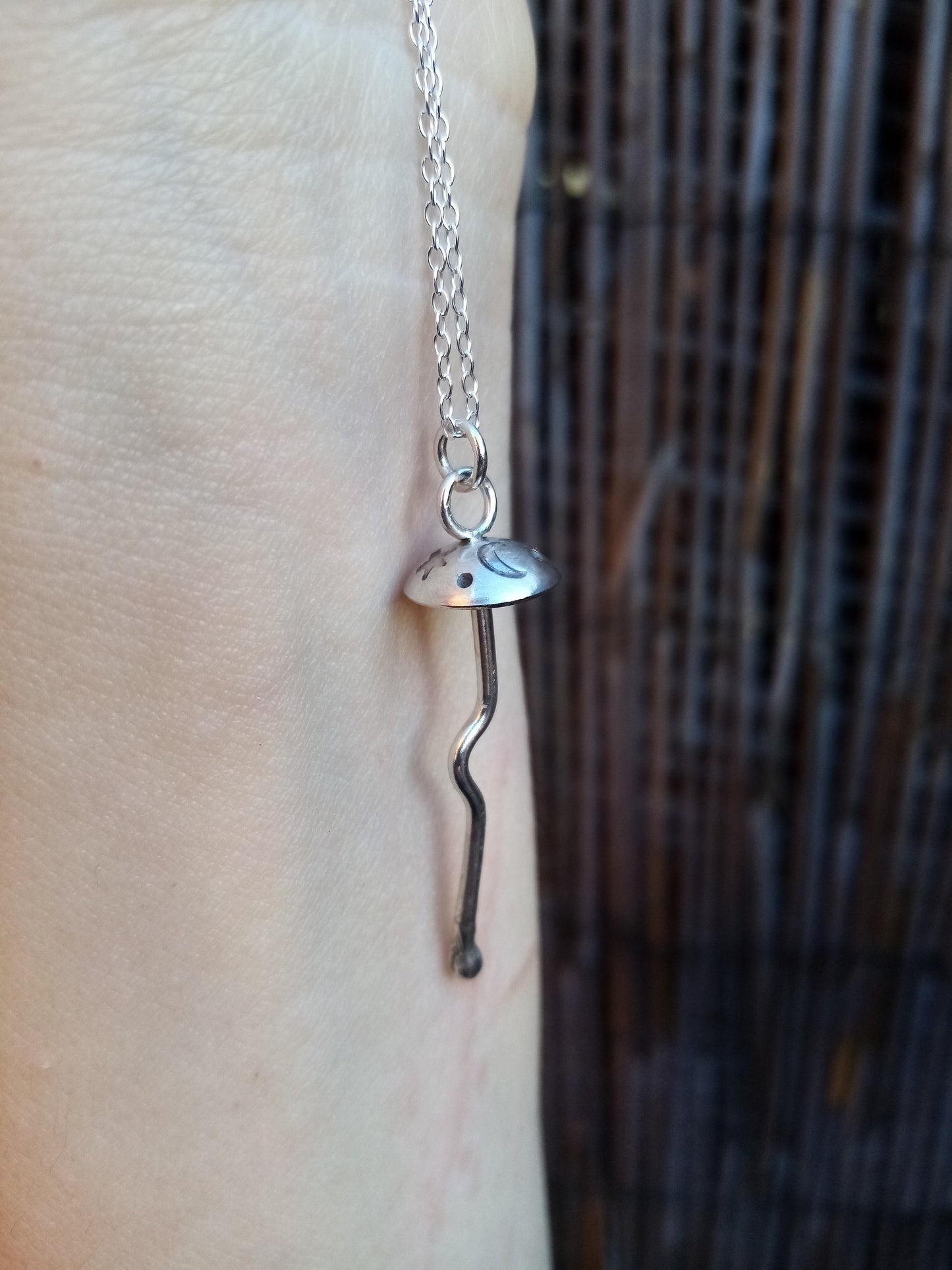 Sterling Silver Magic Mushroom Pendant Necklace