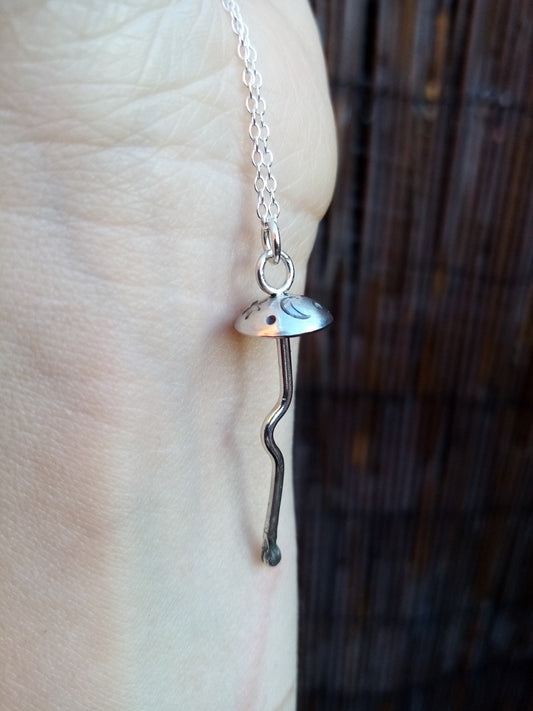 Sterling Silver Magic Mushroom Pendant Necklace