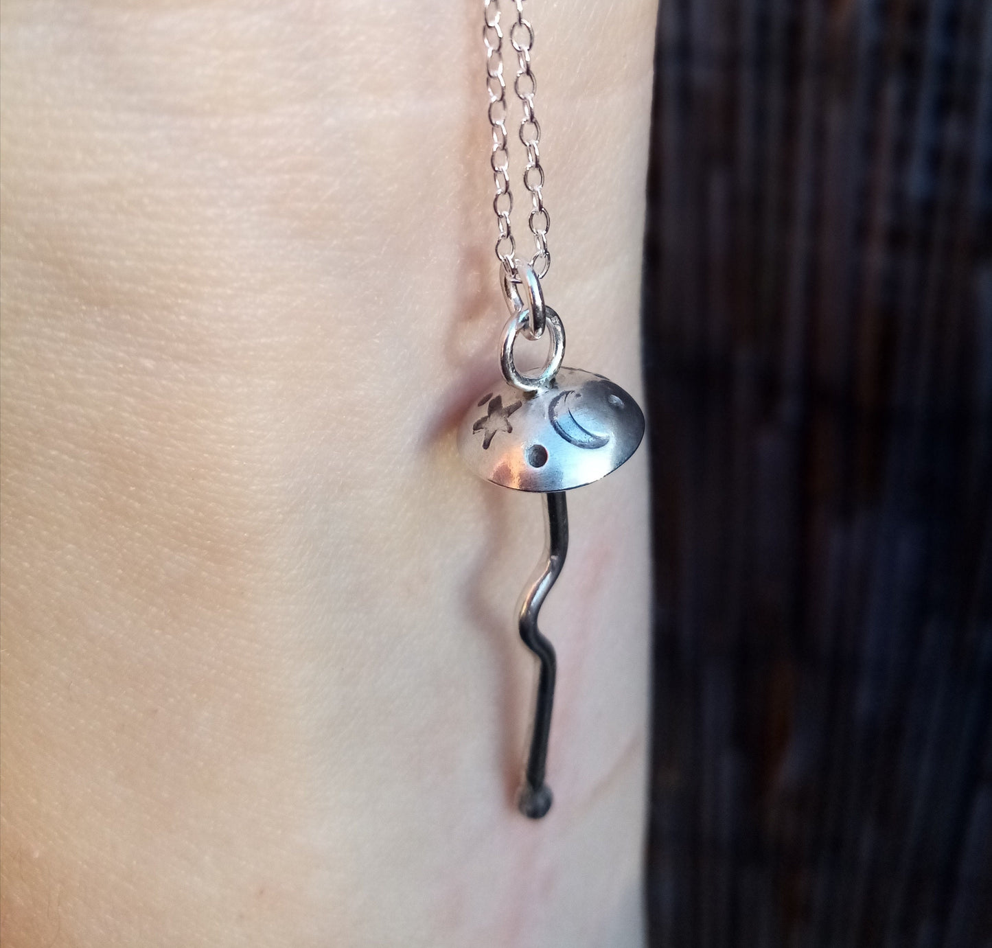 Sterling Silver Magic Mushroom Pendant Necklace