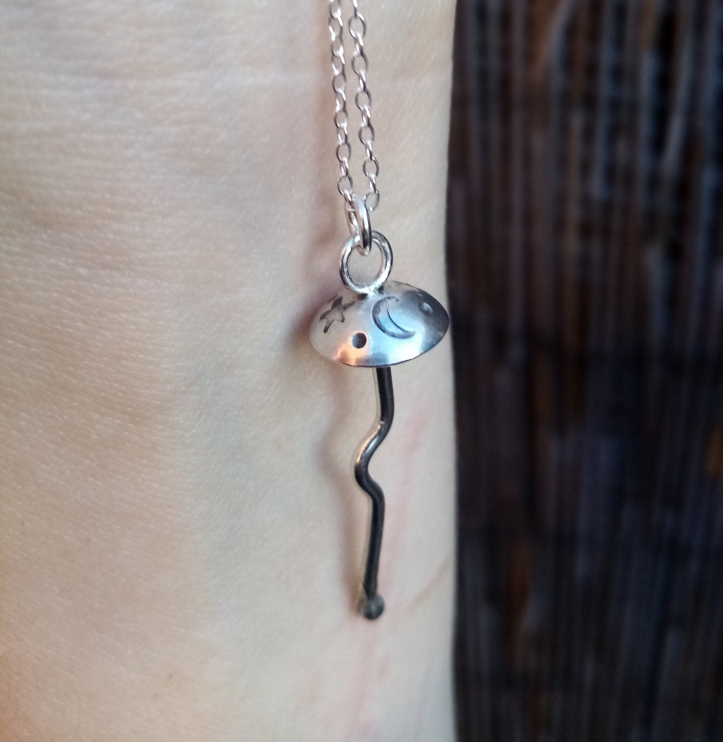 Sterling Silver Magic Mushroom Pendant Necklace