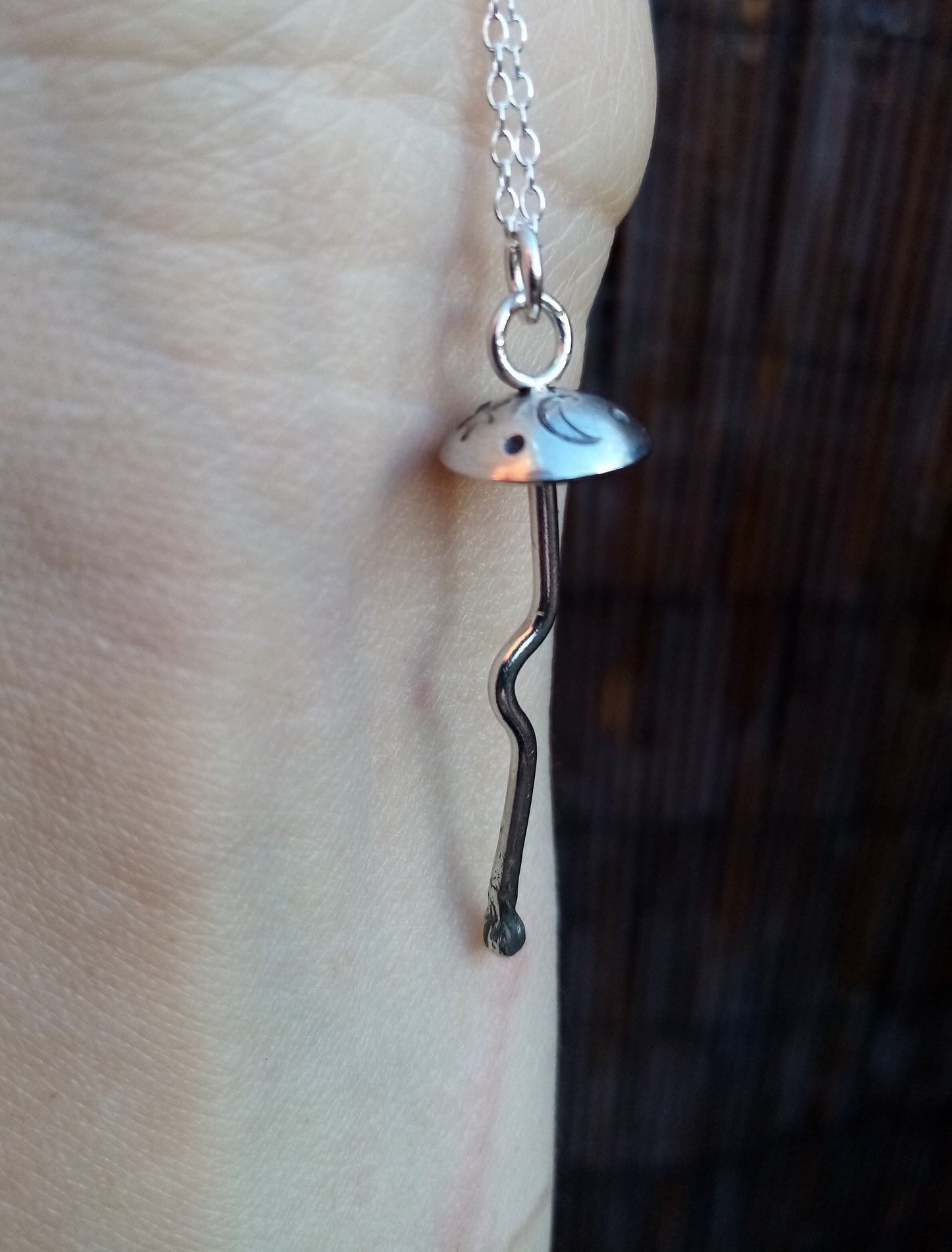 Sterling Silver Magic Mushroom Pendant Necklace